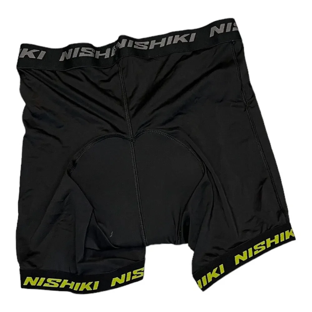 Nishiki Mens Black Cycling Pull On Shorts Size Medium Padded Athletic Stretch